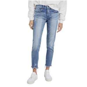 Moussy Vintage Diana Skinny Blue Jeans Japan Made Distressed Raw Hem Womens 24